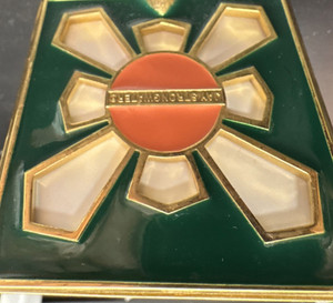 Art Deco Green Gold Tone Marbled Metal Easel Picture Frame 