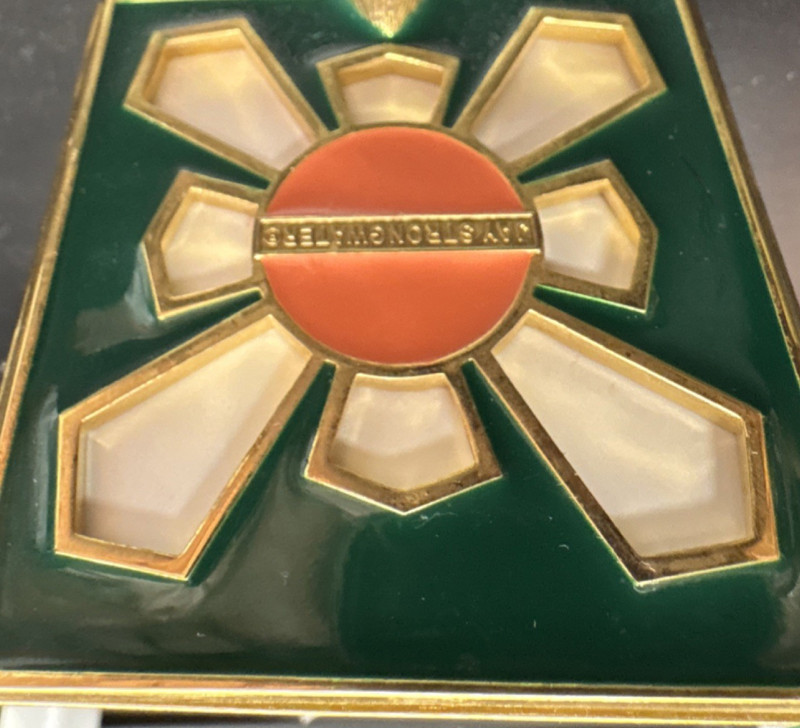 Art Deco Green Gold Tone Marbled Metal Easel Picture Frame 