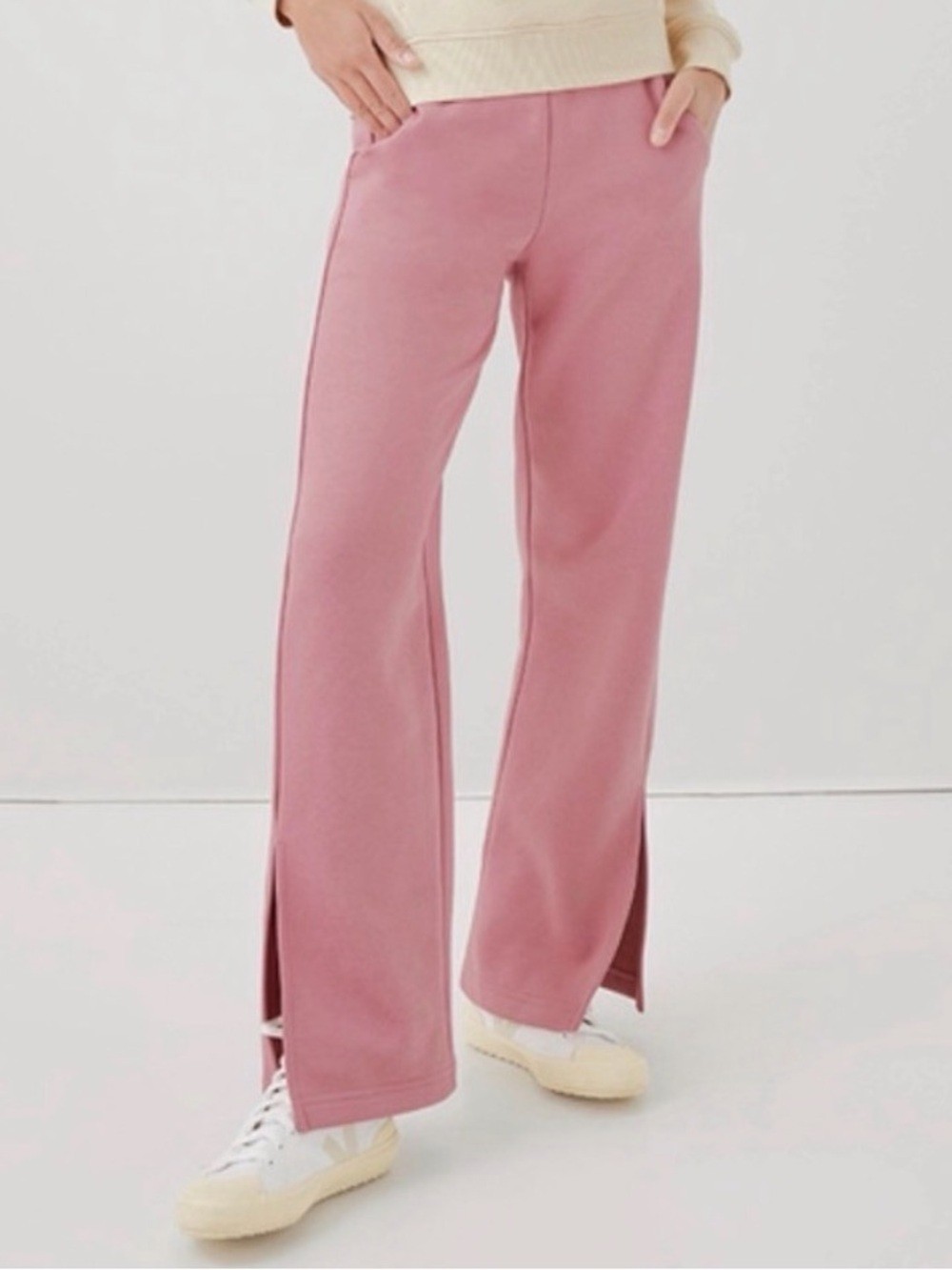 Pact Dusty Rose Courtside Split Leg Sweatpants Small
