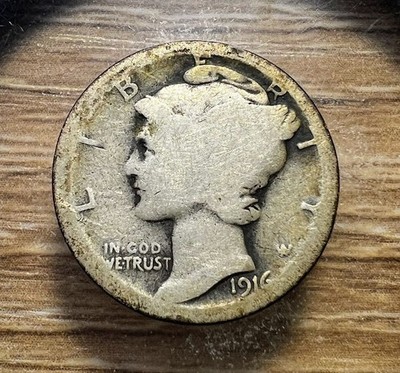 1916-S Mercury Dime - Actual Silver Coin Shown - Free Shipping & Tracking INV810