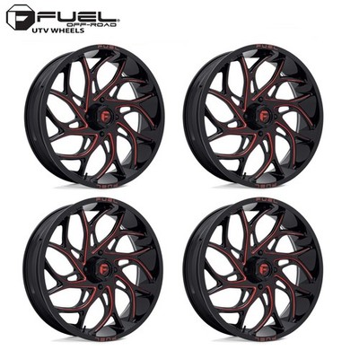 (4) 20X7 Fuel UTV D779 Runner Wheels Candy Red Milled 4X156 13 Offset 4.51'' BS