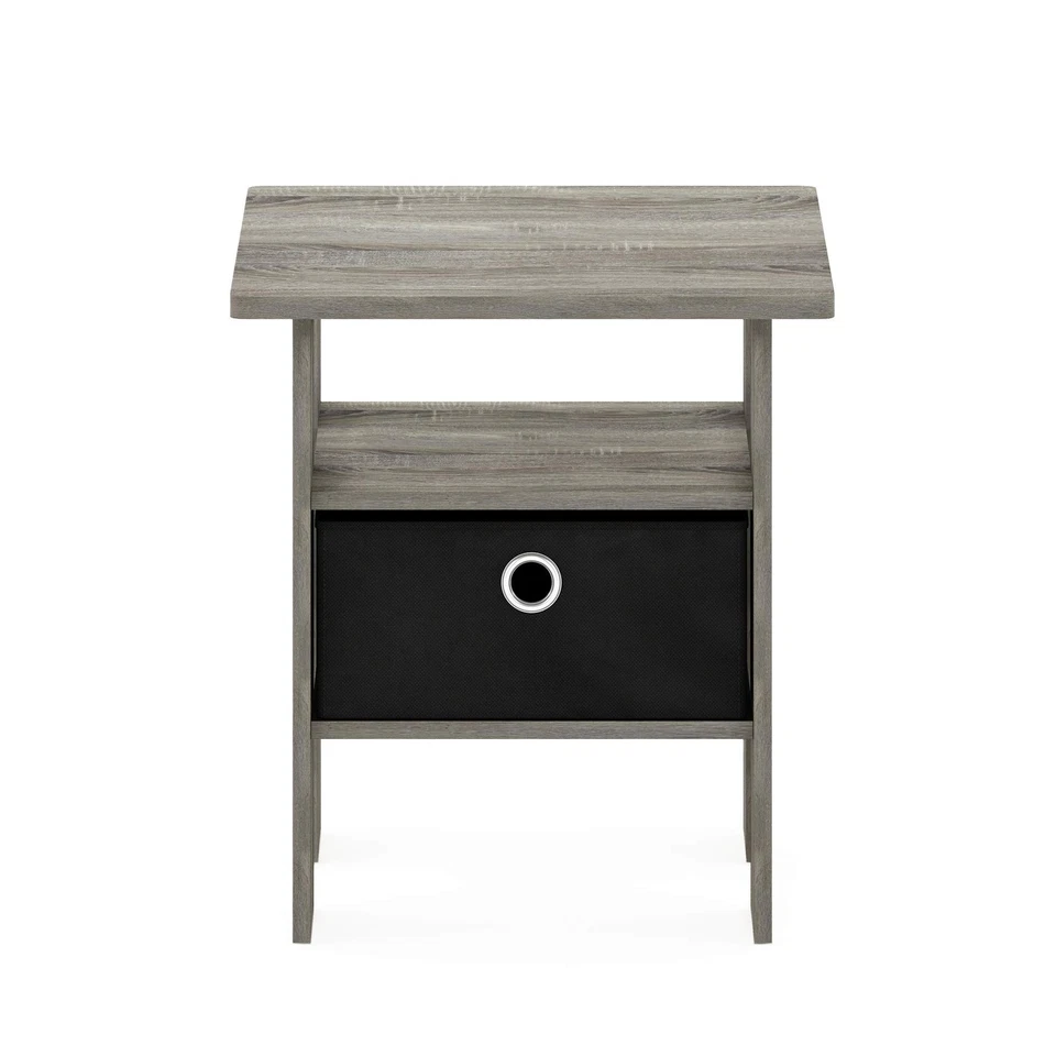 ANDREY Side Table, End Table, Night Stand with Open Shelves and Storage Bin, Bed - Image 2 of 4