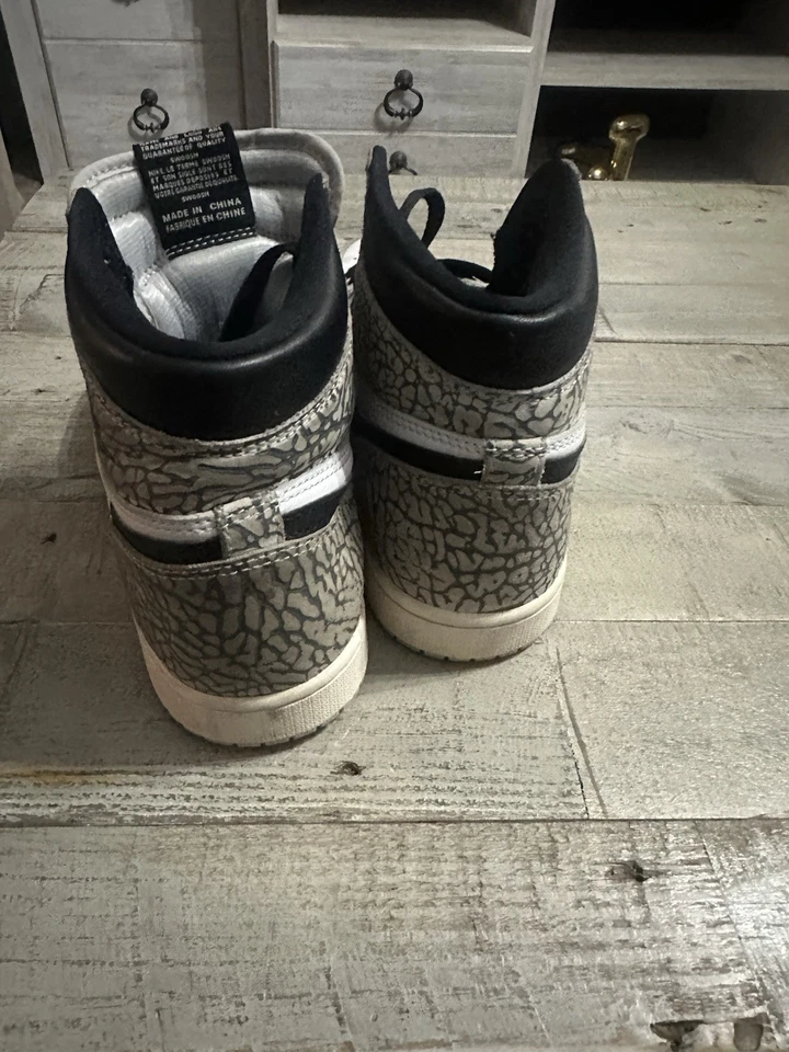 Size 9.5- Air Jordan 1 Retro OG High White Cement - Image 4 of 4