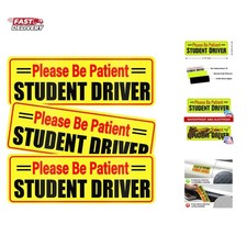 Student Driver Magnet - Please Be Patient, Magnetic Sign, 3Pcs Reflective Nov...