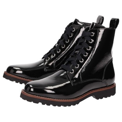 Sioux Schnürstiefeletten Meredith Schwarz Lack Einlage Stiefelette Einlage Warm