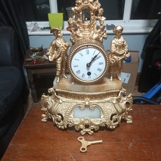 Antique French Mental Clock Working with Key 19th Century