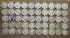 One Roll Lot of 50 Genuine 1934-1945 Winged Liberty Mercury Dimes 90% Silver USA