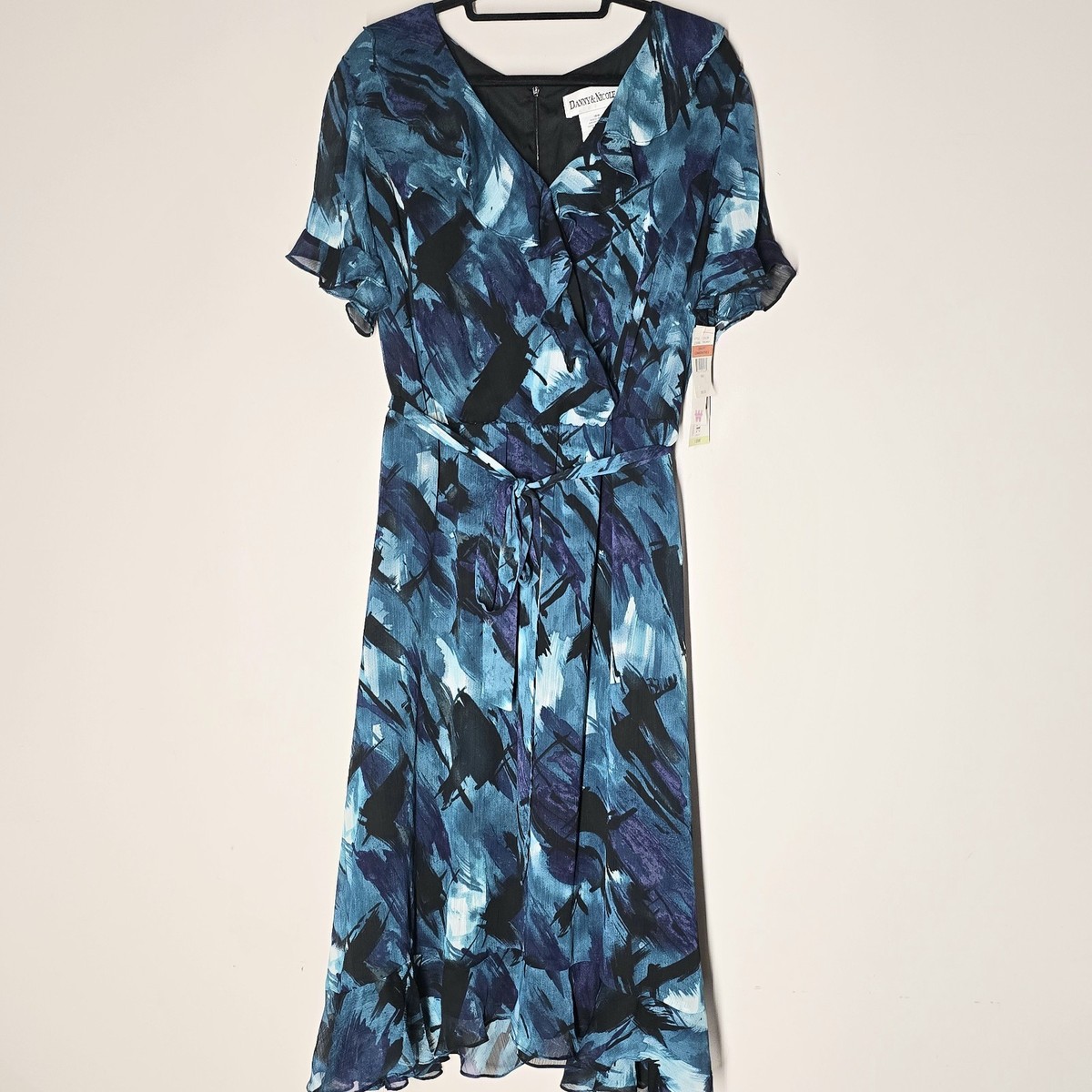 Danny & Nicole Floral Faux Wrap Fit Flare Maxi Dress Ruffle Lined Womens 18  NWT | eBay