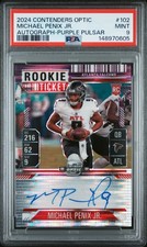 2024 CONTENDERS OPTIC AUTO-PURPLE PULSAR #102 MICHAEL PENIX JR. 13/27 PSA 9