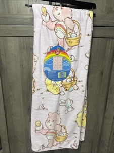 New Care Bears 50"x70" Care Bear Easter Egg & Bunny Pink Throw Blanket On Hanger