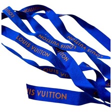 Designer Louis Vuitton Blue Gift Ribbon w/Gold Logo 59 inches long