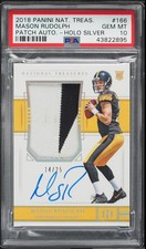 Mason Rudolph 2018 National Treasures Holo Silver Rookie Patch Auto /25 PSA 10