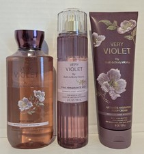 NEW Bath Body Works Very Violet Fragrance Mist, Body Cream Body Wash - 3 Pc.