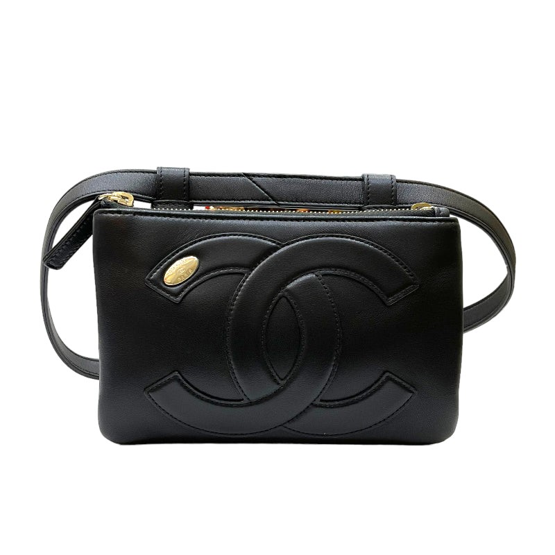 CHANEL Coco Mark Black Lambskin Bag with Champagne Gold Hardware #1866