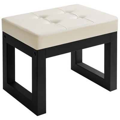 16 Inch Small Foot Stool Ottoman, Rectangle PU Faux Leather Foot
