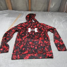 Under Armour Hoodie Boys Large Black AOP Camo Loose Fit Fleece Pullover 45 NEW