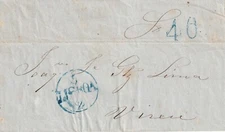 PORTUGAL: Prephilately cover Lisbon  1850, "40"