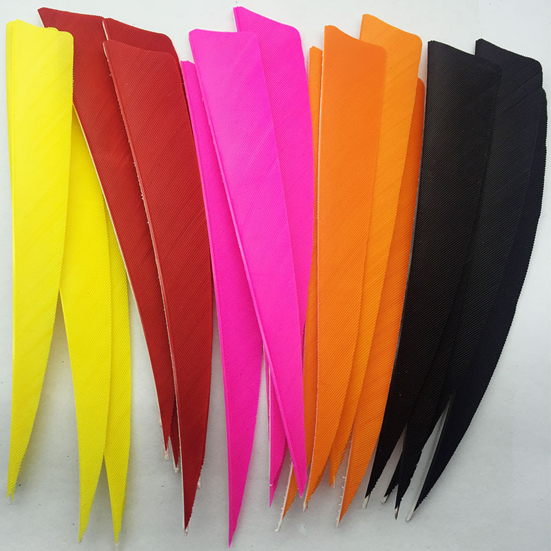 100 Plumes D'empennage Pour Flèches D'arc - 5 Pouces, Bouclier Rouge/blanc - Chasse/tir à L'arc