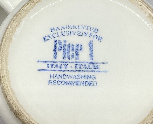 Pier 1 Italy Hand painted Blue 10oz Coffee Mug Pre-owned - Picture 9 of 9