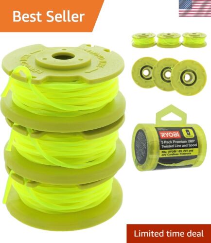 Twisted .080" Trimmer Line Spool 3 Pack, Durable & Easy Load, Fast Ship