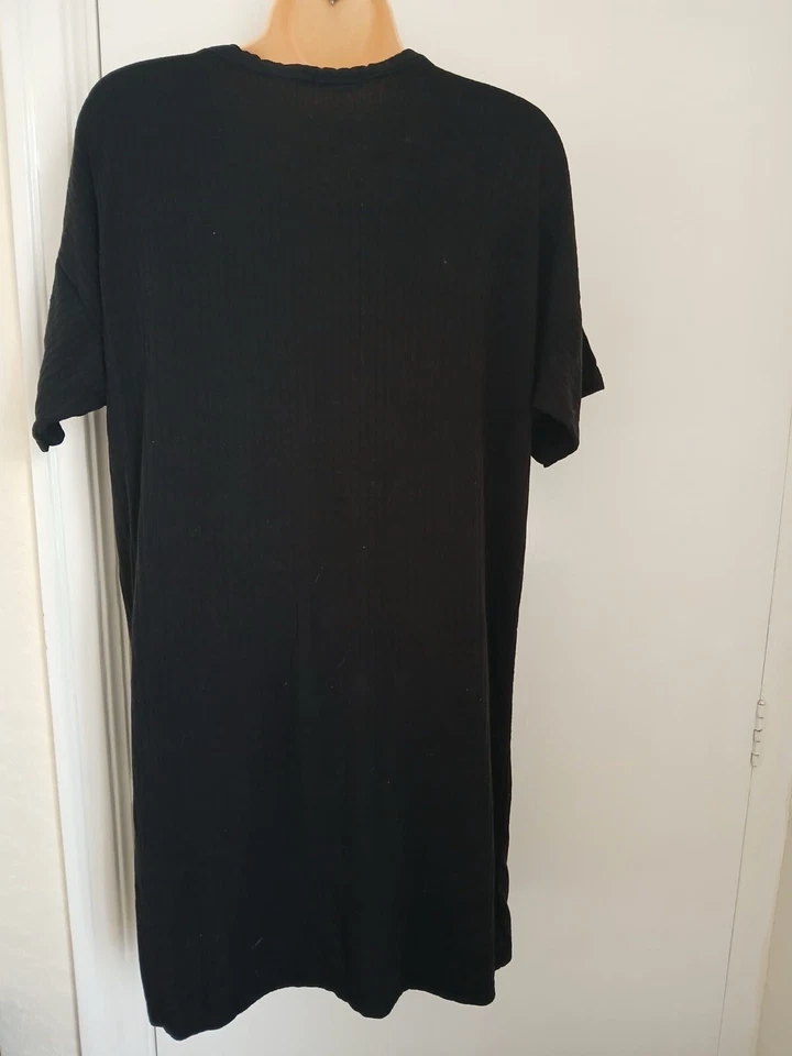 Vestido Camiseta Nasty Gal Collection Negro Manga Corta Imitación Gamuza Talla UK 12 - M9 Foto 2 de 4