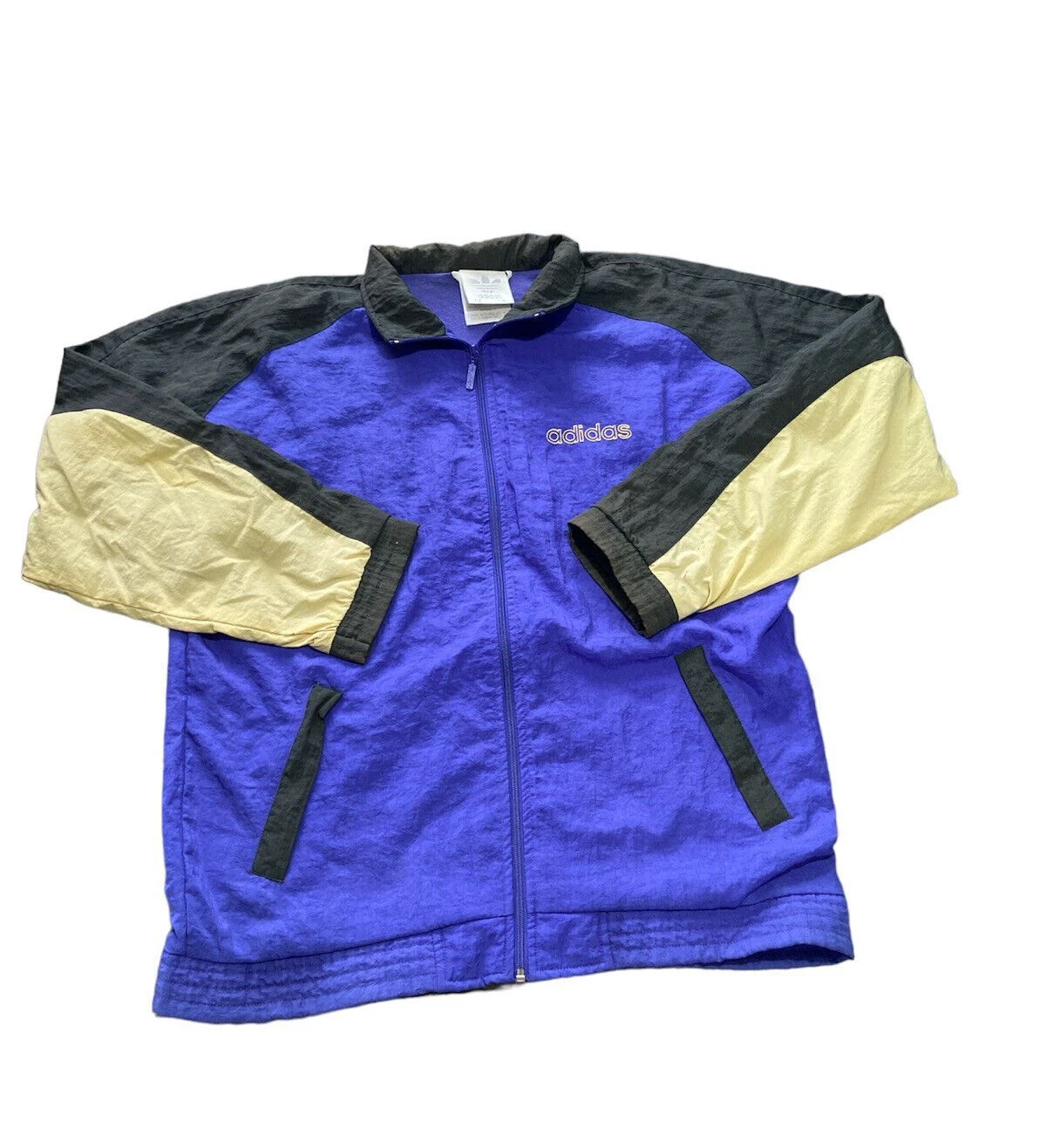Vintage Adidas Zip Up Windbreaker Jacket Light Sun Faded Size M Embroidered Logo