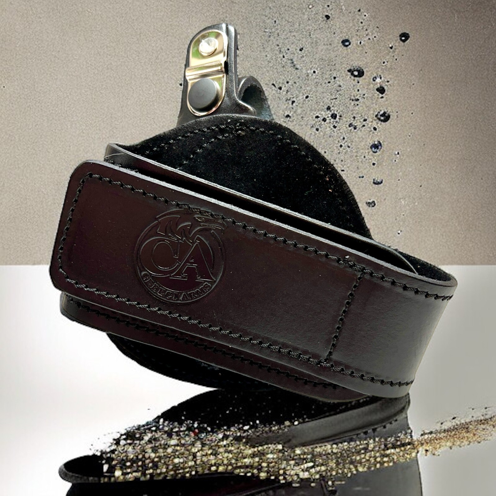 For GLOCK 43 43X, Right Hand Black Leather Thumb Break Ankle Holster