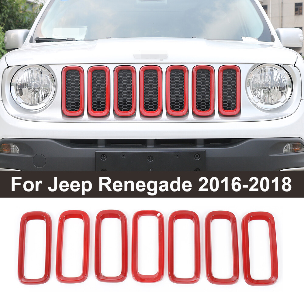 Front Grille Inserts Cover Trim For Jeep Renegade 2016-2018 Accessories Red 7PCS