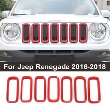 Front Grille Inserts Cover Trim For Jeep Renegade 2016-2018 Accessories Red 7pcs