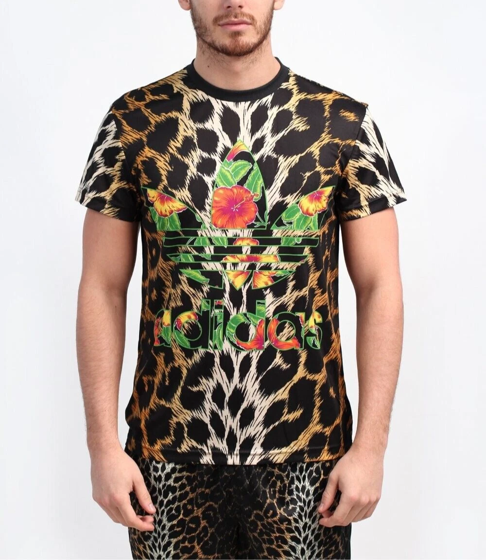 canal Despertar Aparador Rare Adidas Originals x Jeremy Scott ObyO Leopard T-Shirt Floral Trefoil  Size S | eBay