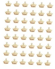30 Pcs Tiara Charm Mini Metal Vintage Cute Jewelry Pendant for DIY Making Gold