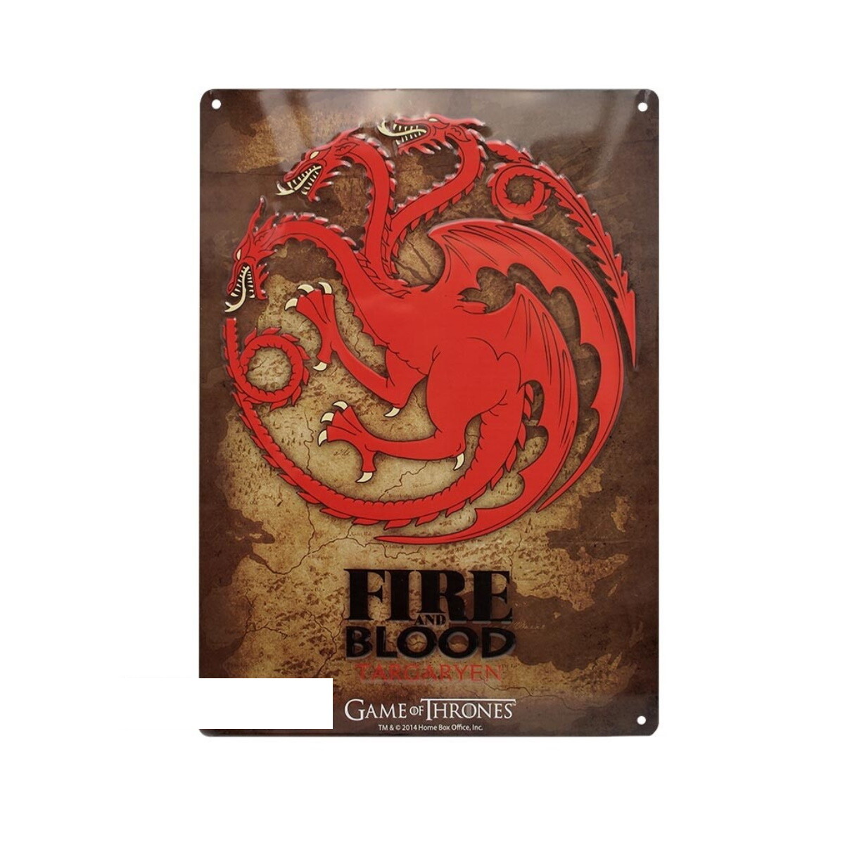 Game of Thrones Targaryen Metallplatte Emblem metal plate Fire and Blood Schild