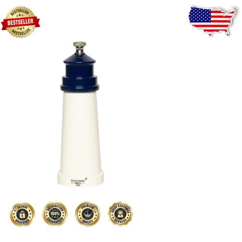 Coastal-Inspired Lighthouse Pepper Mill - 6 Inch Wood, Adjustable Grind Settings