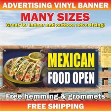 MEXICAN FOOD OPEN Advertising Banner Vinyl Mesh Sign Burrito Nachos Restaurant