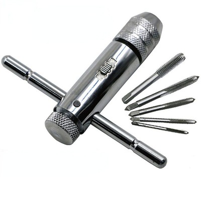 Adjustable T-Handle Ratchet Tap Holder Wrench with M3-M8 3mm-8mm Hand Screw Tap