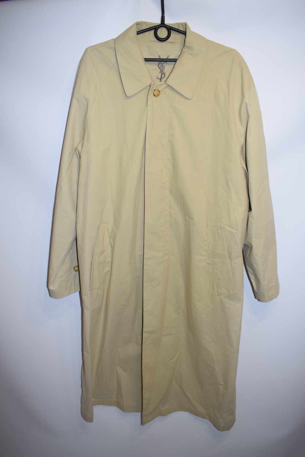 YSL Yves Saint Laurent Trench Cappotto Vintage Giacca Cotone Resina Uomo Taglia 50