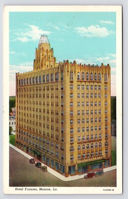 c1930s-40s~Monroe Louisiana LA~Hotel Francis Tower~Deco~Downtown~VTG Postcard