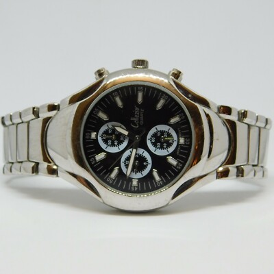 Collezio Silver Tone Quartz Analog Men's Watch Sz. 8 1/4'' New Battery