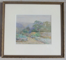 D. E. Webb Old Original Watercolour painting Cotswolds Garden, framed, signed.