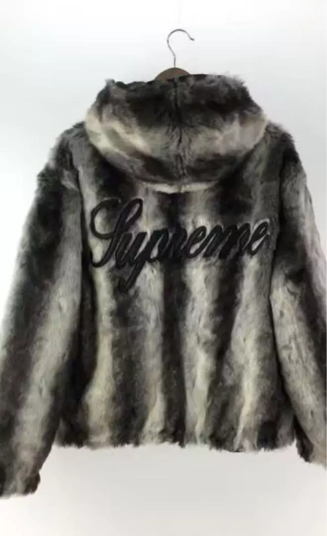 Veste à capuche réversible en fausse fourrure Supreme noire L