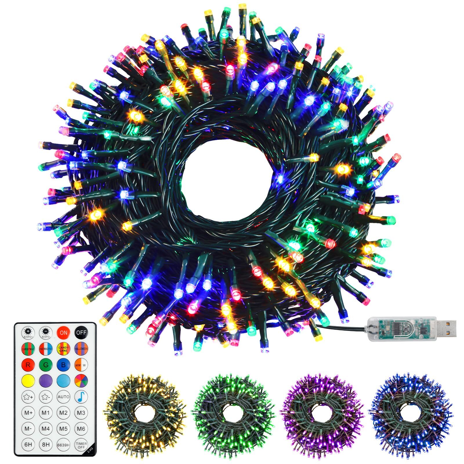 Christmas String Lights 150 LED, APP adjusts brightness change speed, with re...