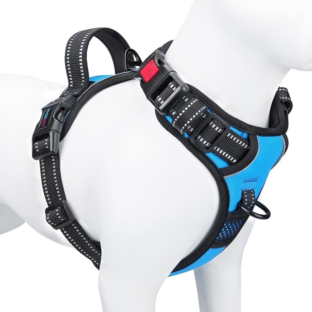 Dog Harness Reflective Front Clip Vest with Handle,Adjustable 2 Metal Rings 3 Bu