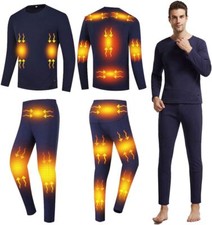 Men's Heated Thermal Underwear Set, Winter Outdoor 4X-Large, Blue