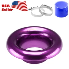 3.5"Purple Short Ram Air Intake Turbo Horn Aluminum Velocity Stack Silicone Hose