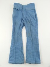 Vtg Retro Original 1970  s Blue Gingham MANN Kids Pants Slacks Bottoms
