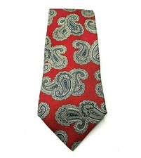 Austin Reed Tie 100% Italian Silk Woven Red And Blue Paisley Made in USA