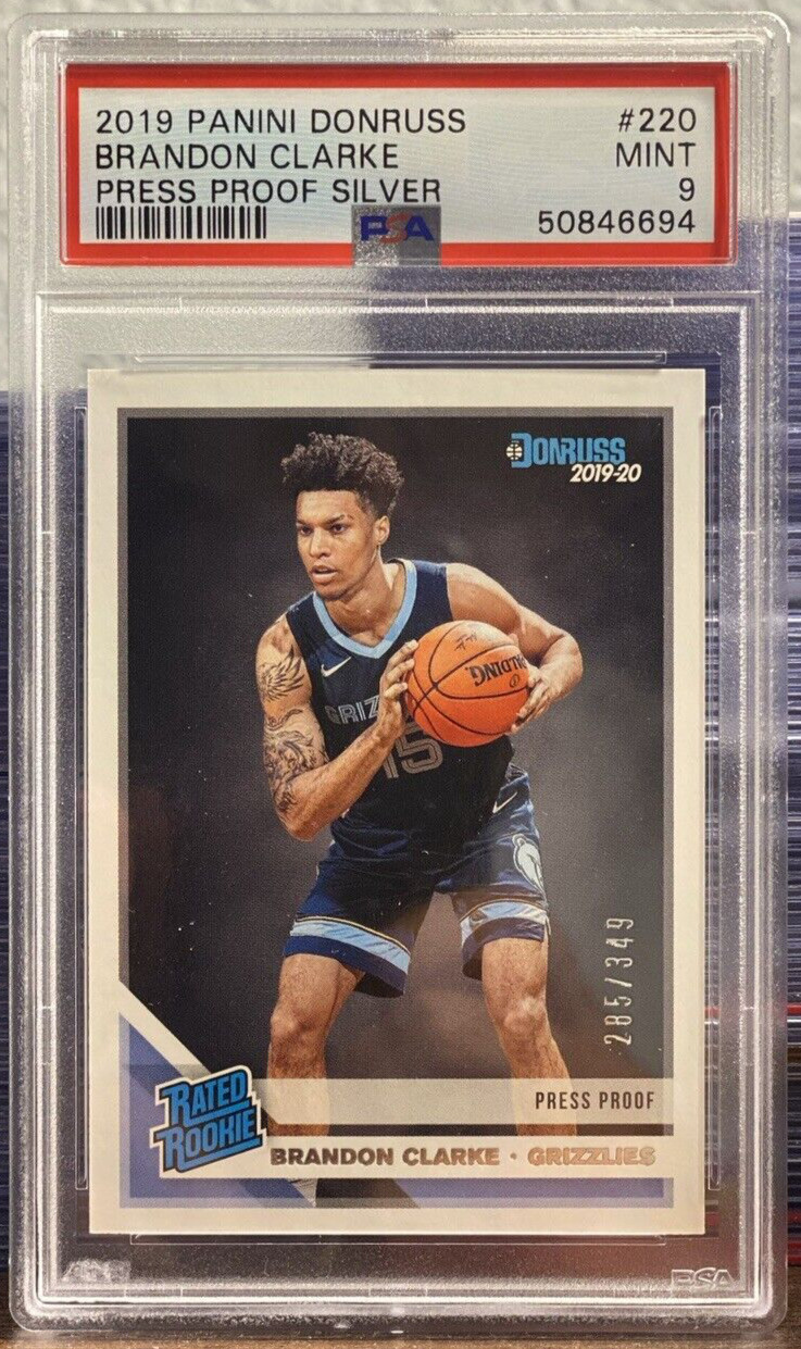 2019-20 Panini Donruss Brandon Clarke Press Proof Silver /349 PSA 9 Mint