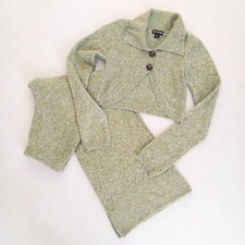 NEW Pretty Little Thing 2 Piece Soft Knit Pant /Crop Top Sweater Moss Green Sz S