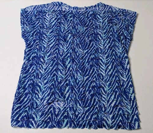 Notations Top Women's XL Blue Geometric V-Neck Sleeveless - Picture 2 of 5