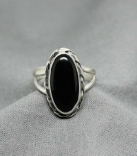 Natural Black Onyx Gemstone 925 Sterling Silver Anniversary Gift Ring Jewelry